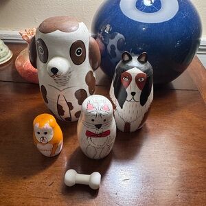 Dog matryoshka doll set, like new, 5 inches tall.